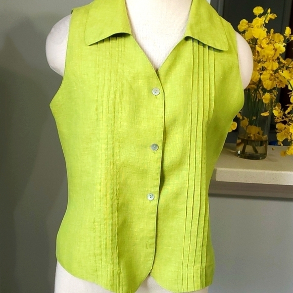 EDWARD 100% IRISH LINEN SLEEVLESS BLOUSE. Size med. - Picture 1 of 10